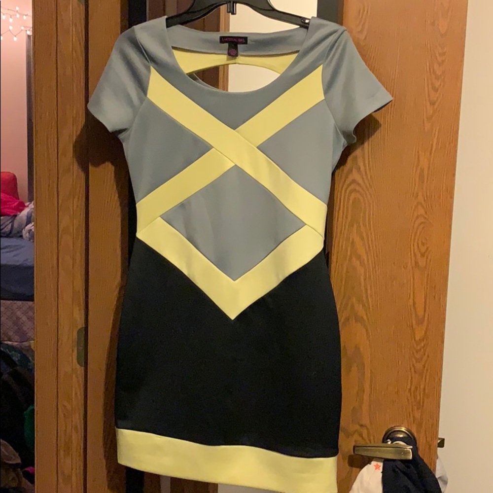 Yellow, Grey, Black Dress